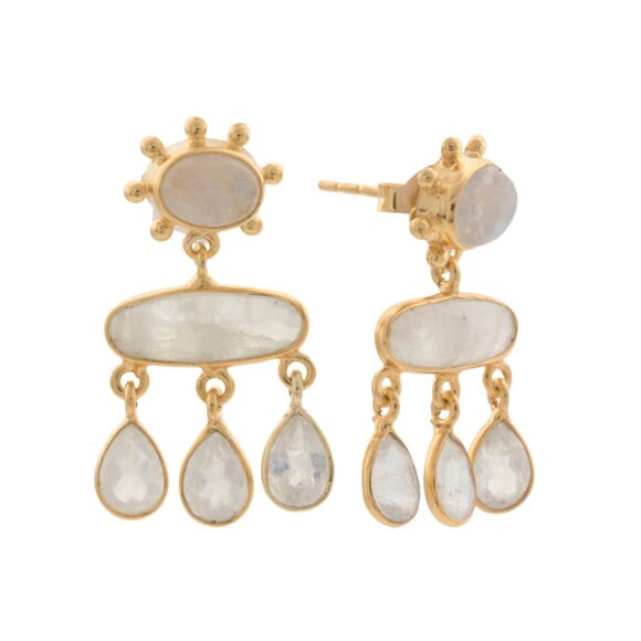 SHAANTI JEWELSIndia 18k Sterling Silver Rainbow Moonstone Earrings
